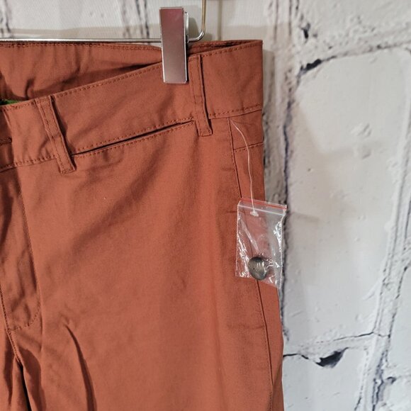 DIP Womens Wide Leg Cropped Chino Pants Rust Burnt Orange Casual Office Preppy - Picture 2 of 5